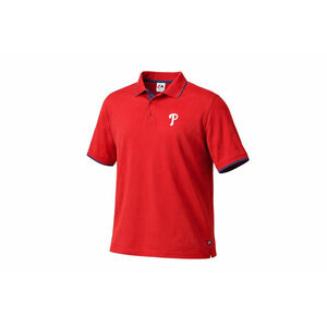 Majestic Men's Philadelphia Phillies Short Sleeve Polo Shirt Red/Navy/White Sz M